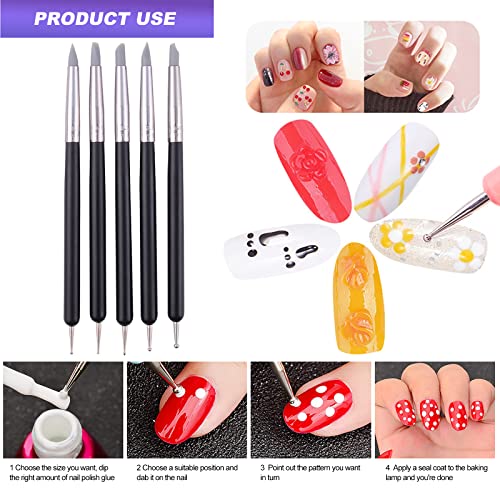 Clay Sculpting Tools Silicone Clay Carving Tool Set, 5pcs Soft Rubber Tip Modelling Pen Paint Brush for Pottery Sculpture Cake Fondant Decoration