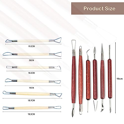 12Pcs Sculpting Tools, Clay Sculpting Modelling Tools Clay Air Drying Tools for Carving Art Crafts, Air Dry Clay Tool Set for Adults Kids Pottery Craft Baking, DIY Clay Carving Set