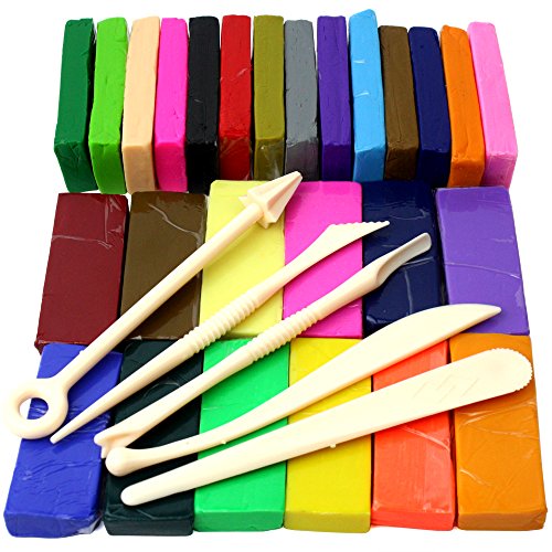 H&S Polymer Clay 650g 26 Colours Oven Bake Polymer Clay Block Modelling Moulding Tool Set