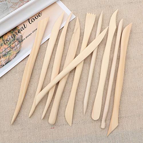 ULTECHNOVO Pottery Clay Tools Professional Mud Carving Tools Fine Wood Knife Ceramic Art Supplies Clay Sculpting Tools Set for Crafts DIY Ceramic Art 10PCS