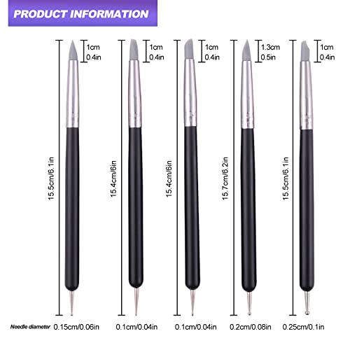 Clay Sculpting Tools Silicone Clay Carving Tool Set, 5pcs Soft Rubber Tip Modelling Pen Paint Brush for Pottery Sculpture Cake Fondant Decoration