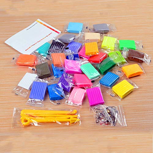 Polymer Clay Set, 24 Colours Nontoxic Oven Bake Clay Safe and Nontoxic Soft DIY Modelling Clay with Plastic Tools and Accessories Birthday Gifts for Kids
