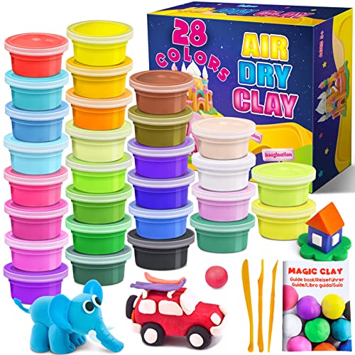 PATIFEED 28 Colors Air Dry Clay, DIY Modeling Clay for Kids, Soft & Ultra Light Magic Clay with Sculpting Tools, Toys Gifts for Age 3 4 5 6 7 8+ Years Old Boys Girls Kids