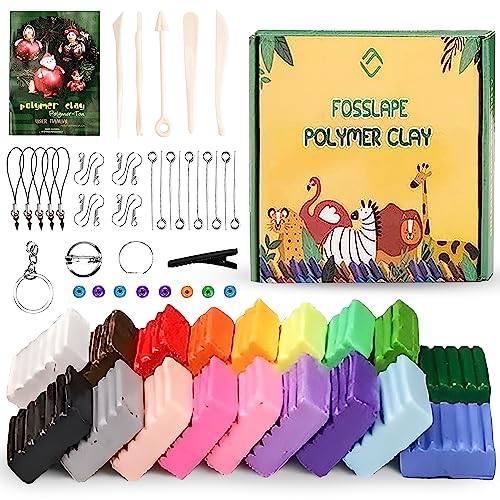 Fosslape Modelling Clay for Kids - 18 Colors (30.7 Grams x 18) Air Dry Clay for Kids & Adults with Clay Tools - Polymer Clay Set - Best Christmas, Birthday Gift for Kids - Air Drying Clay