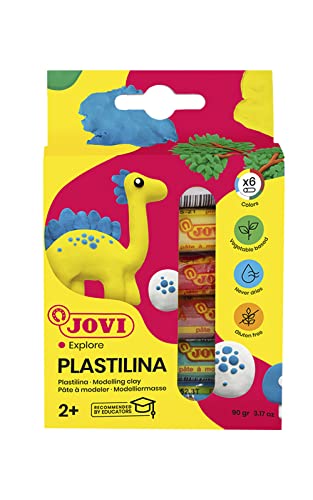 Jovi Plastilina Reusable Non-Drying Modeling Clay; .5 oz. Rolls, Set of 6 Colors, Perfect for Arts and Crafts Projects