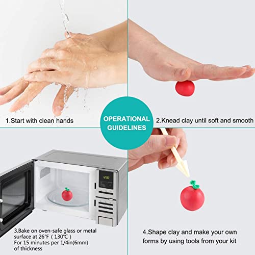 Polymer Clay Set, 24 Colours Nontoxic Oven Bake Clay Safe and Nontoxic Soft DIY Modelling Clay with Plastic Tools and Accessories Birthday Gifts for Kids