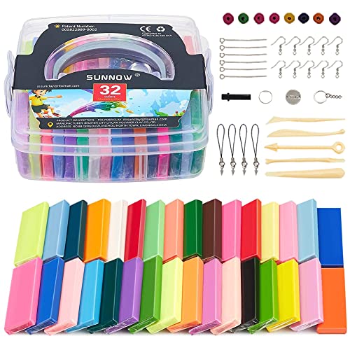 Modelling Clay Set - 32 Colors 800g/1.8LB Oven Bake Polymer Clay DIY Air Dry Clay DIY Polymer Clay Kit with Modeling Tools,Polymer Clay Toy for Kids/Best Gifts for Kids