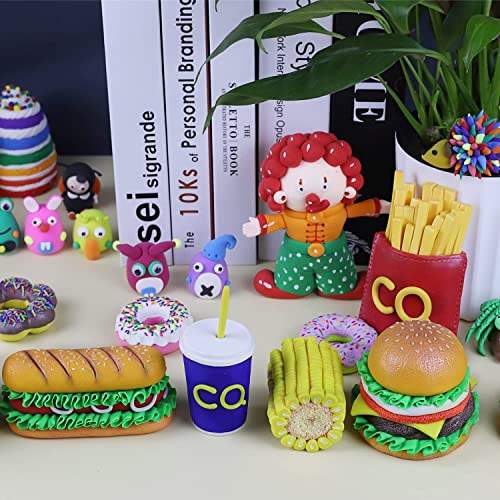 Polymer Clay Set, 24 Colours Nontoxic Oven Bake Clay Safe and Nontoxic Soft DIY Modelling Clay with Plastic Tools and Accessories Birthday Gifts for Kids