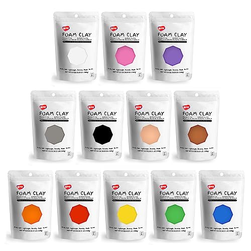 BOHS 12-Colors Foam Modeling Clay - Squishy, Air Dry, Soft - for Cosplay,School Projects,Baby Hand Print,Slime - Gifts for Adult and Kids - 12 pcs,2.65 lbs