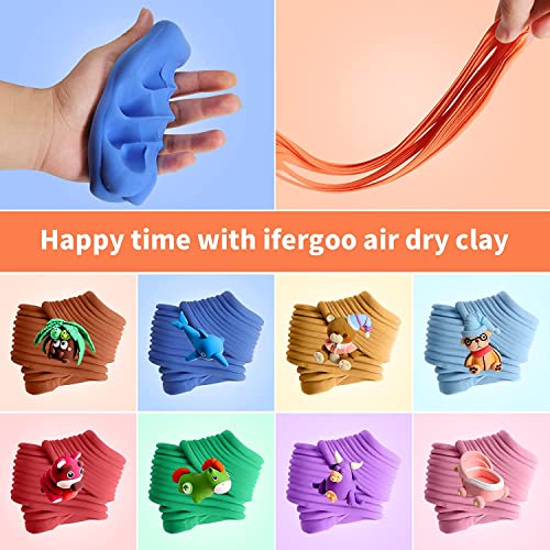 iFergoo Air Dry Clay, 24 Colors Modelling Clay Ultra Light Magic Clay, No-Toxic Modeling Clay & Dough, Creative Art DIY Kids, Children Girls Gift