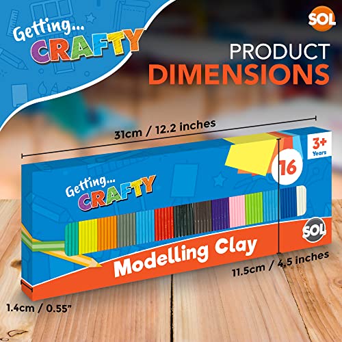 3pk Modelling Clay | 16 Assorted Colours Clay | Safe and Non Toxic Moulding Clay | Modeling Clay for Kids | Non Hardening Block Clay | Soft Clay for DIY Arts and Crafts