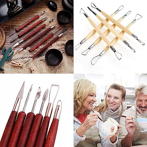 12Pcs Sculpting Tools, Clay Sculpting Modelling Tools Clay Air Drying Tools for Carving Art Crafts, Air Dry Clay Tool Set for Adults Kids Pottery Craft Baking, DIY Clay Carving Set