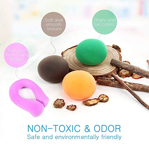 24 Colors Air Dry Clay Ultra Light Modeling Soft Clay Set with Modeling Tools and Project, No-Sticky and Non-Toxic Best DIY Educational Creative Gift for Kids