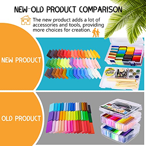 iFergoo Polymer Clay Set- 46 Colors Oven Bake Clay, 46 blocks Modeling Clay with Scuplting Tools and double layer storage box, Colorful Clay kit, Best gift for kids (Total 3.3 lb/1.5kg)…