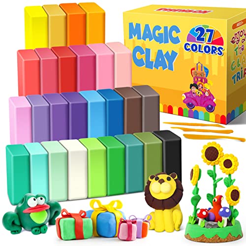 Air Dry Clay 27 Colors, Modelling Clay for Kids, DIY Molding Magic Clay for with Tools, Craft Kit for Kids Boys Girls, Toys Gifts for Age 3 4 5 6 7 8+ Years Old Boys Girls Kids