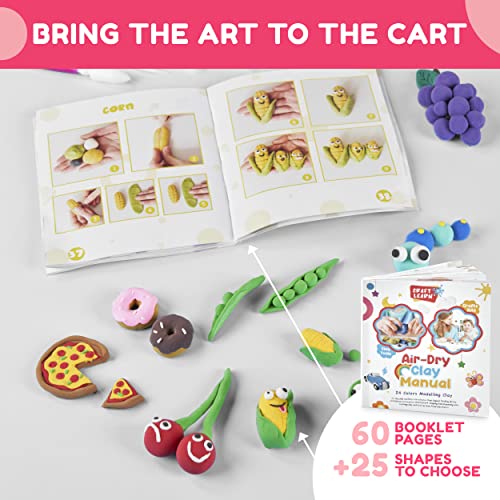 24 Colors Air Dry Clay For Kids With 8 Modelling Clay Tools, Project Booklet & 24 Poly Bags for Sculpting, DIY, Art & Crafts – Ultra light, Fine, Soft, Self Drying Foam Clay –Perfect Gift for All Ages