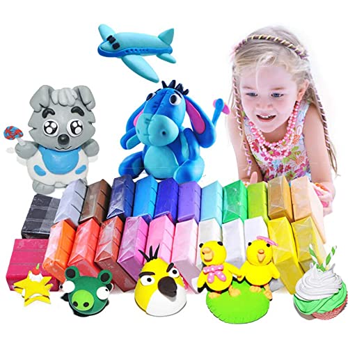 Modelling Clay Set - 32 Colors 800g/1.8LB Oven Bake Polymer Clay DIY Air Dry Clay DIY Polymer Clay Kit with Modeling Tools,Polymer Clay Toy for Kids/Best Gifts for Kids