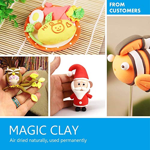 24 Colors Air Dry Clay Ultra Light Modeling Soft Clay Set with Modeling Tools and Project, No-Sticky and Non-Toxic Best DIY Educational Creative Gift for Kids