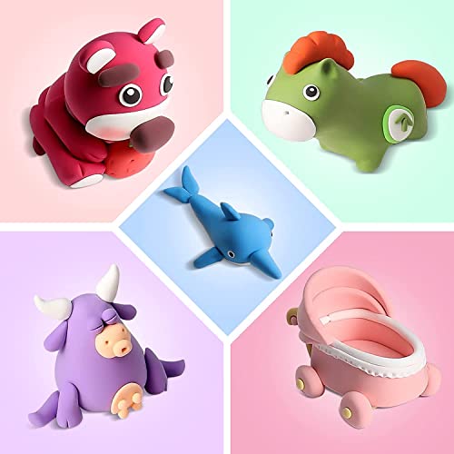 iFergoo Air Dry Clay, 65 Colours Modelling Clay for Kids, Safe and No-Toxic Modeling Clay & Dough, Soft & Stretchable DIY Magic Clay with Tools, Children Boys Girls Toys Gifts