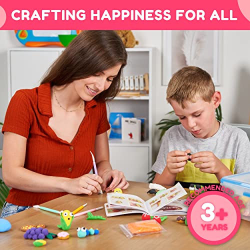 24 Colors Air Dry Clay For Kids With 8 Modelling Clay Tools, Project Booklet & 24 Poly Bags for Sculpting, DIY, Art & Crafts – Ultra light, Fine, Soft, Self Drying Foam Clay –Perfect Gift for All Ages