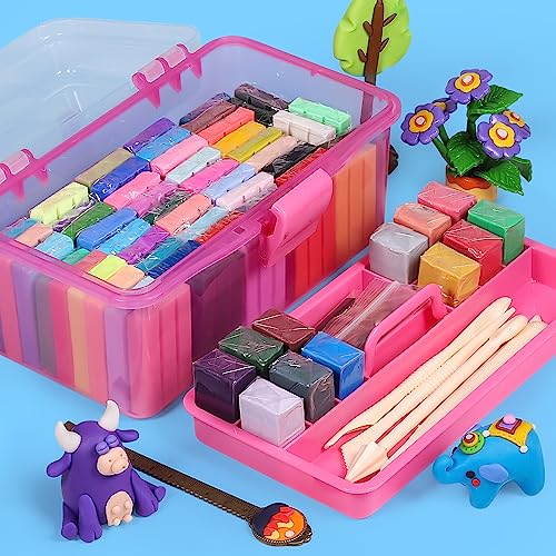 YILAIDA 62 Colors Oven Bake Modeling Clay, Non-Toxic & Safe, Polymer Clay Starter Kit with Sculpting Tools, Crafts Gift for Kids/Beginners/Adults