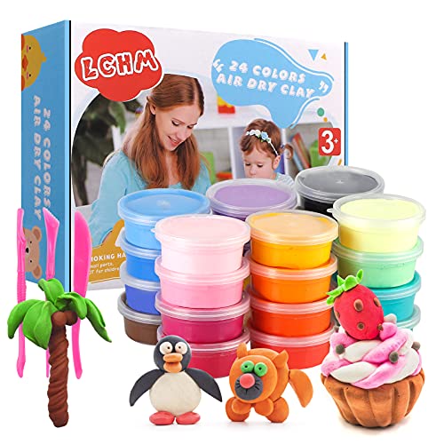 24 Colors Air Dry Clay Modeling Clay Set Magic Clay Studio Toy No-Toxic Ultra Light Clay Creative Art DIY Crafts Gift for Kids