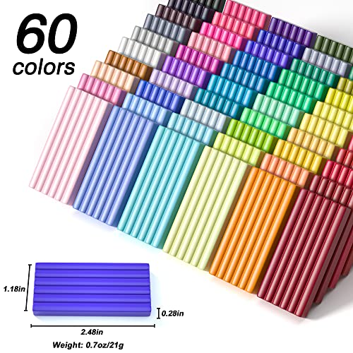 Polymer Clay, Shuttle Art 60 Colours Oven Bake Modeling Clay Kit with 19 Sculpting Clay Tools and Accessories, Non-Stick, Non-Toxic, Ideal DIY Craft Gifts for Kids