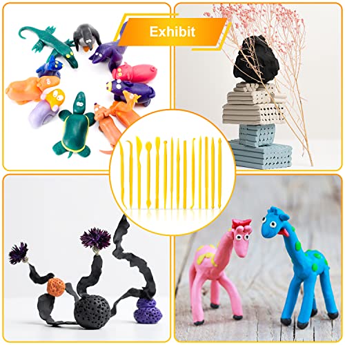 14pcs Plastic Clay Tools for Kids, Double-Ended Polymer Clay Tool Set Modeling Clay Sculpting Tools for Pottery Sculpture Ceramics Artwork Crafts