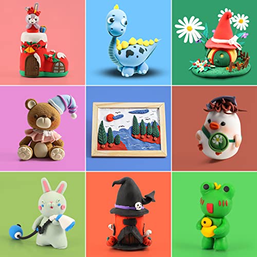 iFergoo Air Dry Clay, 65 Colours Modelling Clay for Kids, Safe and No-Toxic Modeling Clay & Dough, Soft & Stretchable DIY Magic Clay with Tools, Children Boys Girls Toys Gifts