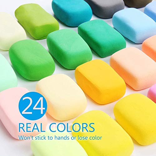 24 Colors Air Dry Clay Modeling Clay Set Magic Clay Studio Toy No-Toxic Ultra Light Clay Creative Art DIY Crafts Gift for Kids