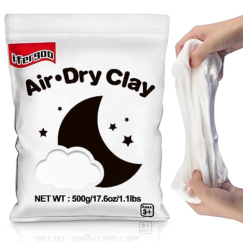 iFergoo Air Dry Clay, Ultra Light Modeling Clay, Magic Clay DIY Creative Modeling Dough, Kids Gifts for Girls Boys-1.1 Lbs/ 500 g (White Clay)
