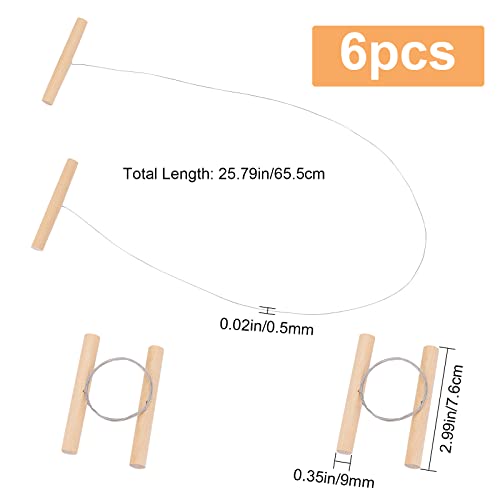 GORGECRAFT 6PCS Clay Cutters Wire Steel Wire Clay Cutting Tool Wooden Handles Cheese Plasticine Dough Mud Line Pottery Cutting Tools for Artists Ceramic Art Sculpture Crafts Supplies