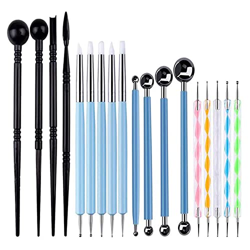 18 Pcs Professional Dotting Tools, Modeling Clay Sculpting Tool Set for Beginners and Professionals Shaping, Sculpting Tools, Ball Stylus, Polymer Clay Rubber Tips, Rock Painting
