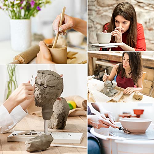 13 Pcs Pottery Sculpting Tool Set, Wooden Metal Pottery Carving Tool, Polymer Clay Tools for Adults Beginner, Ceramic Clay Modeling Tool Kit for Embossing Engraving Shaping Carving Dotting Smoothing