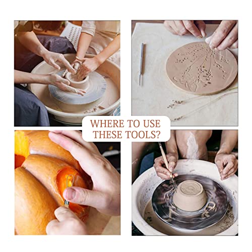 Andiker Clay Tools 8 PCS, Pottery Sculpting Tool Set, Wood and Metal Pottery Clay Modeling Tool for Beginners Ceramic Clay Tools for Pottery Ceramics Sculpture, Carving, Scraper