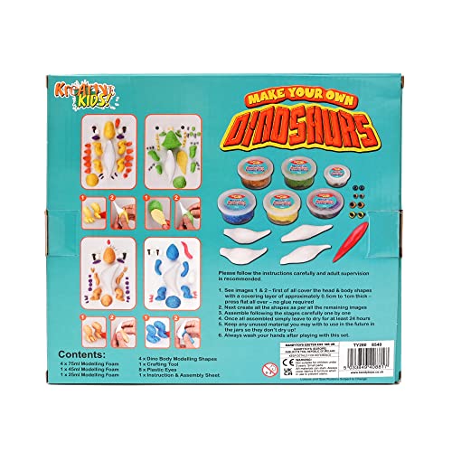 Kreative Kids Metallic Modelling Foam Wacky Monsters Craft Kit | Creates 4 Dinosaurs with Foam and Dough | Kids Craft Set