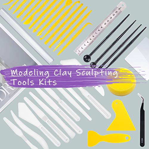Swpeet 36Pcs Modeling Clay Sculpting Tools Kits, Ball Stylus Tool, Pottery Tools, Rubber Tip Pens, Plastic Clay Tools,Sculpting Kit for Making Modeling Clay Cake Fondant Decoration,Clay,Ceramics