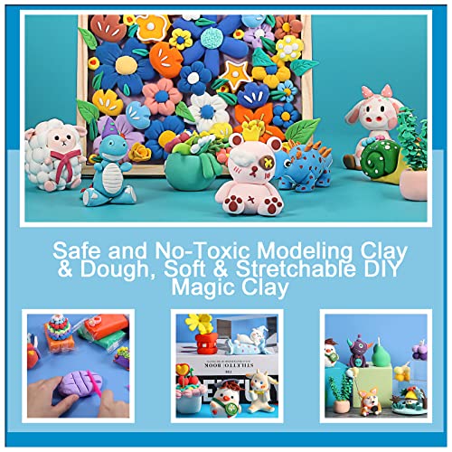 QMAY Air Dry Clay, 36 Colors Ultra Light Modeling Clay Magic Clay, No-Toxic Modeling Clay & Dough, Modeling Clay for Kids with Tools, Gift for Kids