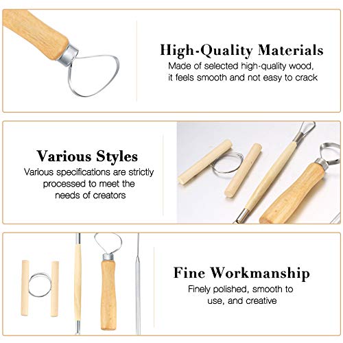 13 Pcs Ceramic Clay Tools Set, Wooden Metal Pottery Clay Sculpting Tools, Clay Wax Pottery Sculpture Carving Sculpting Modeling Tools Kits for Adults Beginners Shaping Modeling Smoothing