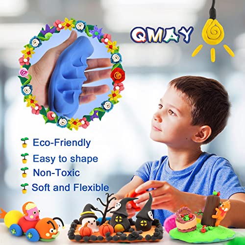 QMAY Air Dry Clay, 36 Colors Ultra Light Modeling Clay Magic Clay, No-Toxic Modeling Clay & Dough, Modeling Clay for Kids with Tools, Gift for Kids