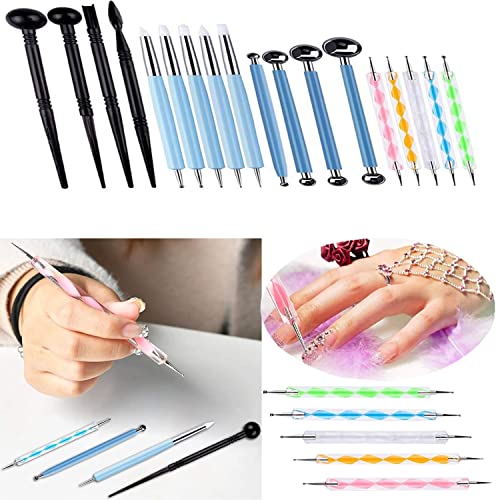 18 Pcs Professional Dotting Tools, Modeling Clay Sculpting Tool Set for Beginners and Professionals Shaping, Sculpting Tools, Ball Stylus, Polymer Clay Rubber Tips, Rock Painting