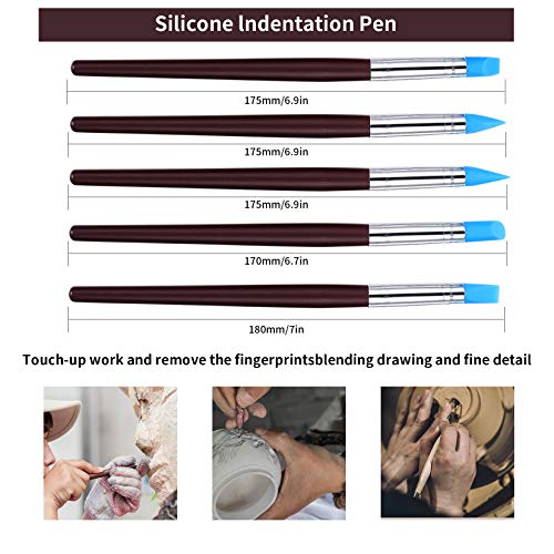 Polymer Clay Tools Set, 25 Pcs Clay Modelling Tools, Clay Sculpting Art Tools Kit, Pottery Carving Tool with a Storage Bag, Ball Stylus Dotting Tools, Wooden Nail Brush DIY, Embossing Tool