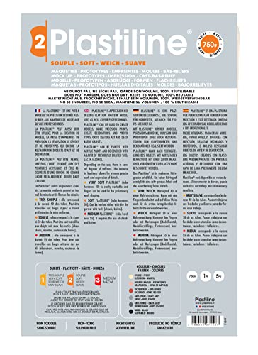 Plastiline 7150T - Plastiline Plate - Modeling Dough, High Precision - Modeling, Sculpting, Molding - Hardness 2 (soft) - 750g - Ivory shade. Made in France