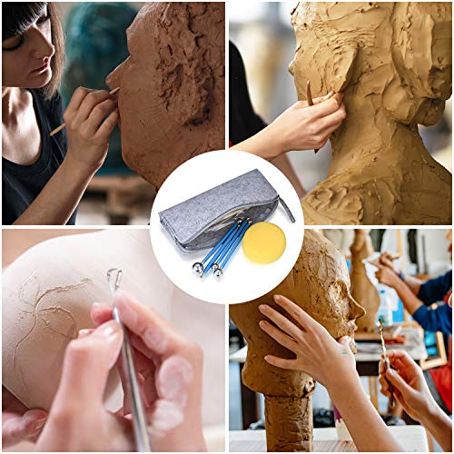 Polymer Clay Tools Set, 25 Pcs Clay Modelling Tools, Clay Sculpting Art Tools Kit, Pottery Carving Tool with a Storage Bag, Ball Stylus Dotting Tools, Wooden Nail Brush DIY, Embossing Tool