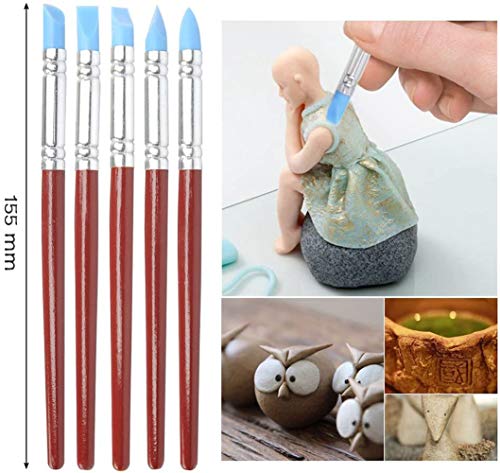 10 Pcs Silicone Clay Sculpting Tool, VieVogue 5 X 2 Way Modeling Dotting Tool & Size Color Shapers, Pottery Sculpture Carving Tools for Ploymer Cray DIY Handicraft Nail Art