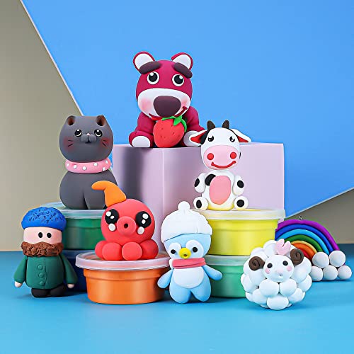 ESAND Air Dry Clay - 36 Colors Modeling Clay Best Gift for Kids, Ultra Light Magic Modeling Clay with Modeling Tools and Project, No-Sticky and Non-Toxic