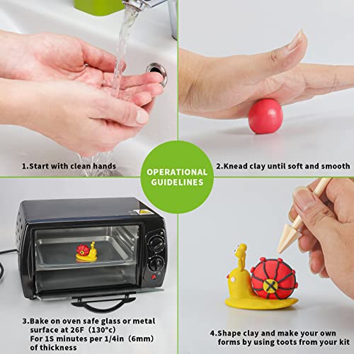 CiaraQ Polymer Clay, 24 Colors Oven Bake Clay Safe and Nontoxic DIY Modeling Clay Set with Modeling Tools, Clay Toy for Kids