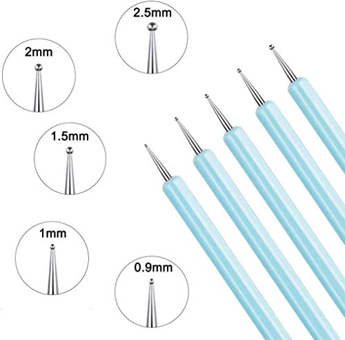 10 Pcs Silicone Clay Sculpting Tool, VieVogue 5 X 2 Way Modeling Dotting Tool & Size Color Shapers, Pottery Sculpture Carving Tools for Ploymer Cray DIY Handicraft Nail Art