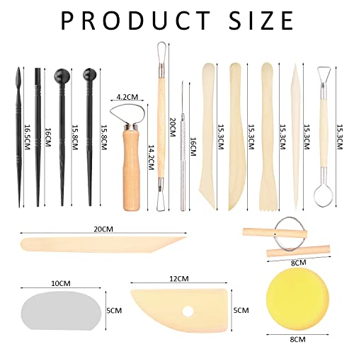 TIANNAIT 13 Pieces of Clay Tools, Plus 4 Pieces of Pressing Tools, Clay Modeling Tools, Pottery Carving Tools Set, Suitable for Pottery Ceramic Sculpture, Carving