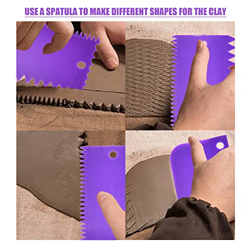 6Pcs Plastic Clay Scrapers for Sculpting and Embossing, Plastic Sculpture Scraper,Pottery Clay Scraper Ceramic Serrated Tools, Diverse Shapes, User-Friendly Design
